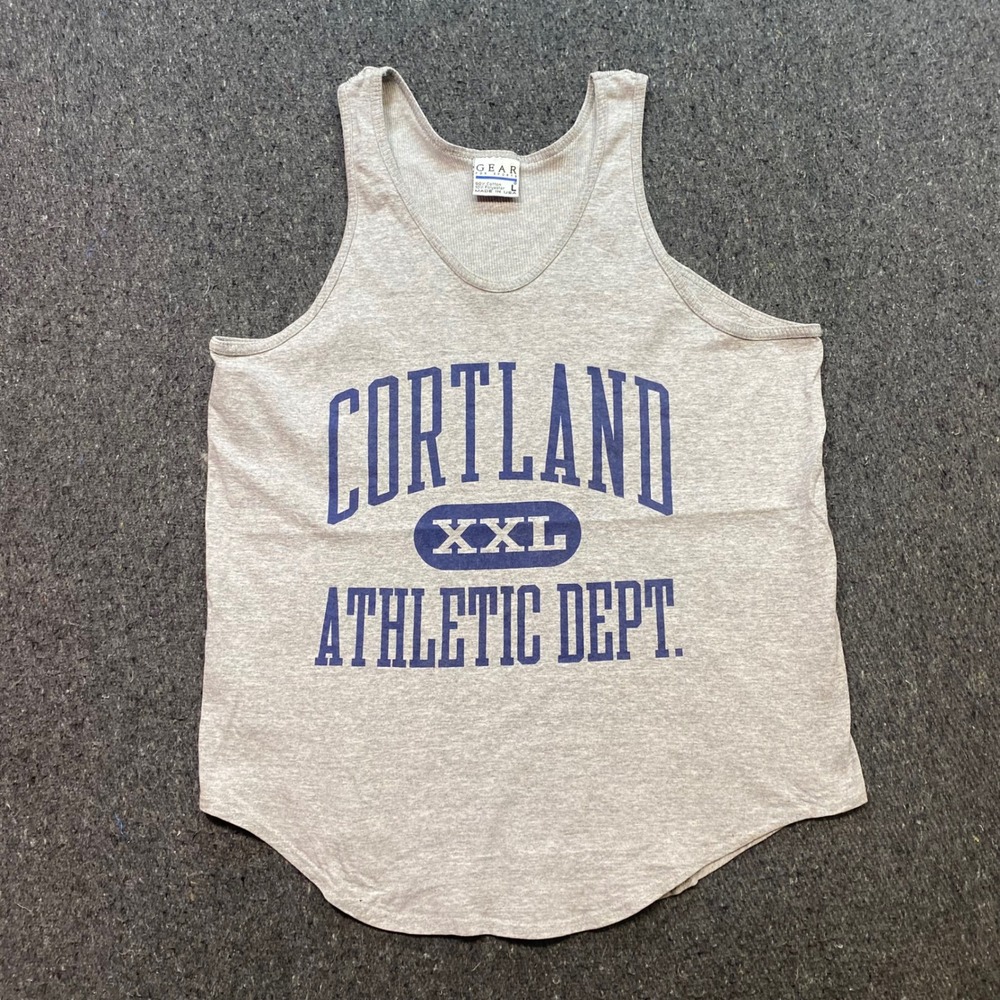 Gear For Sports Cortland Athletic Dept Sz L Mens Gray Skater Sleeveless Tank Top